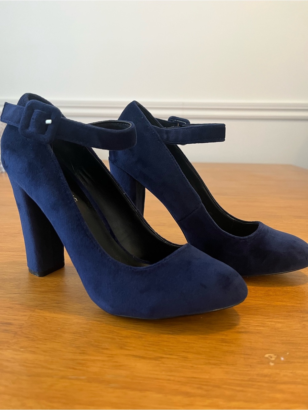 Call It Spring Navy Suede Mary Jane Block Heels